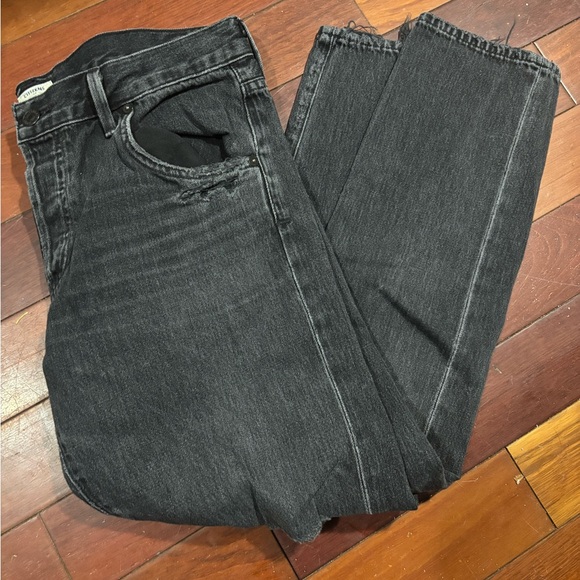 Citizens of Humanity Emerson Slim Boyfriend Distressed Black Denim Jean Size 27 - Picture 2 of 7
